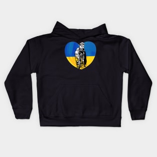 Peace for Ukraine - Ukrainian soldier hero. Glory to Ukraine Kids Hoodie